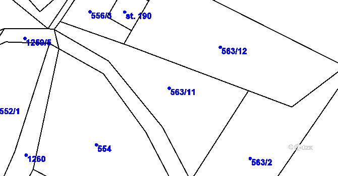 Parcela st. 563/11 v KÚ Kruh, Katastrální mapa