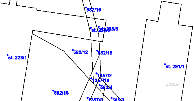 Parcela st. 582/15 v KÚ Kruh, Katastrální mapa
