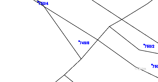 Parcela st. 749/8 v KÚ Kruh, Katastrální mapa