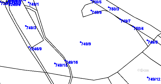 Parcela st. 749/9 v KÚ Kruh, Katastrální mapa