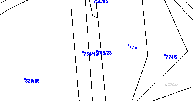 Parcela st. 756/23 v KÚ Kruh, Katastrální mapa