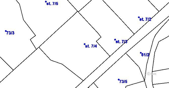 Parcela st. 7/4 v KÚ Krumsín, Katastrální mapa