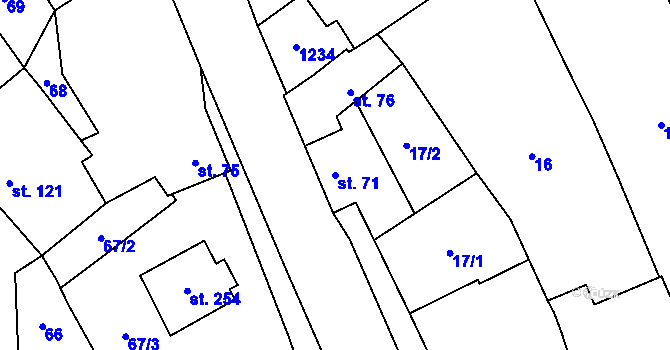 Parcela st. 71 v KÚ Krumsín, Katastrální mapa