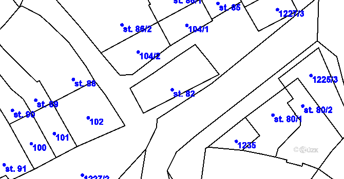 Parcela st. 82 v KÚ Krumsín, Katastrální mapa