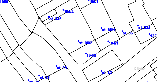 Parcela st. 86/2 v KÚ Krumsín, Katastrální mapa