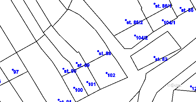 Parcela st. 88 v KÚ Krumsín, Katastrální mapa