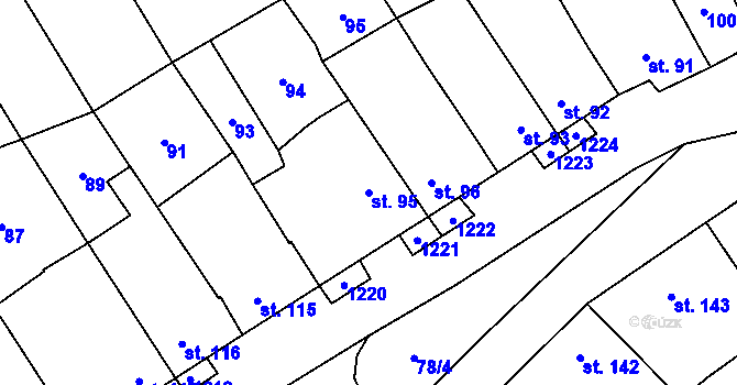 Parcela st. 95 v KÚ Krumsín, Katastrální mapa