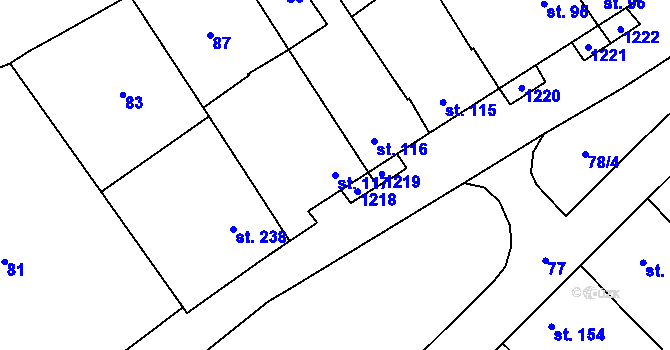 Parcela st. 117 v KÚ Krumsín, Katastrální mapa