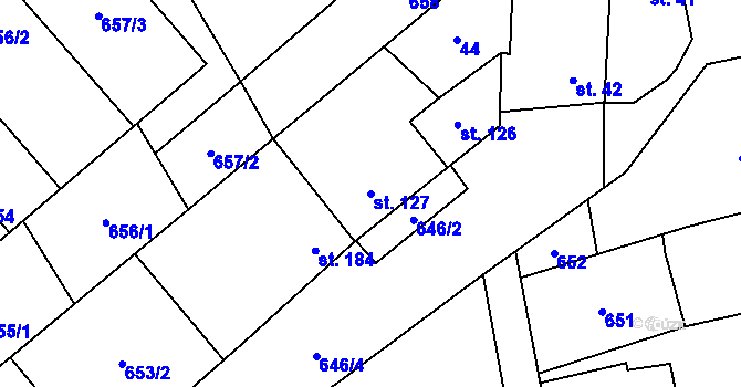Parcela st. 127 v KÚ Krumsín, Katastrální mapa