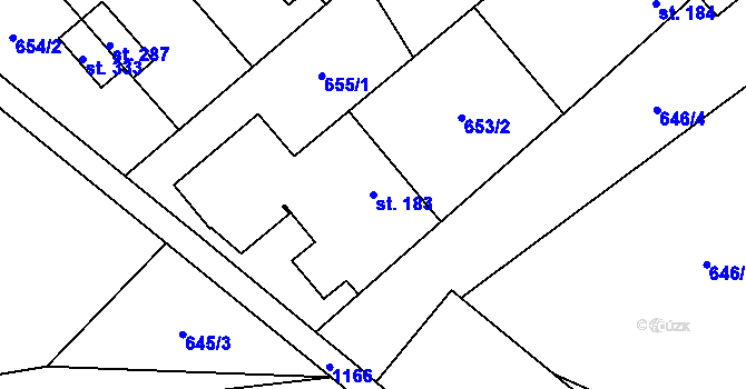 Parcela st. 183 v KÚ Krumsín, Katastrální mapa