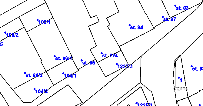 Parcela st. 224 v KÚ Krumsín, Katastrální mapa