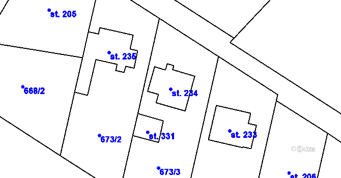 Parcela st. 234 v KÚ Krumsín, Katastrální mapa