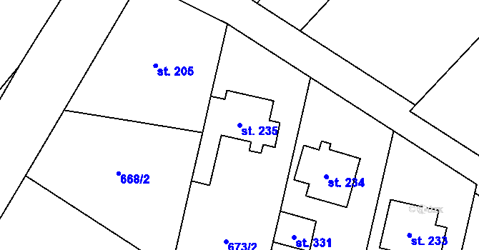Parcela st. 235 v KÚ Krumsín, Katastrální mapa