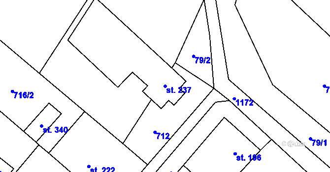 Parcela st. 237 v KÚ Krumsín, Katastrální mapa