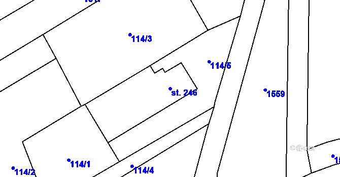 Parcela st. 246 v KÚ Krumsín, Katastrální mapa