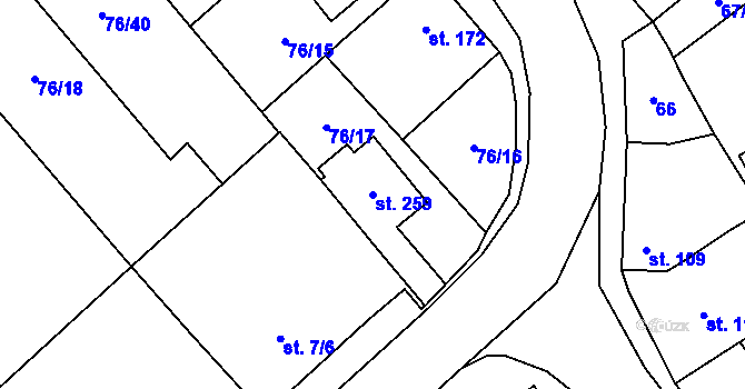 Parcela st. 259 v KÚ Krumsín, Katastrální mapa
