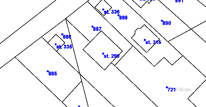 Parcela st. 290 v KÚ Krumsín, Katastrální mapa