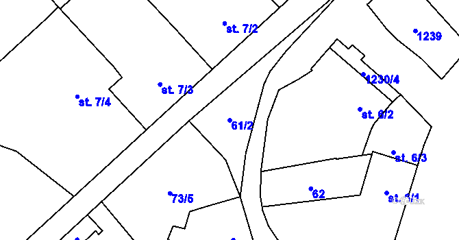 Parcela st. 61/2 v KÚ Krumsín, Katastrální mapa