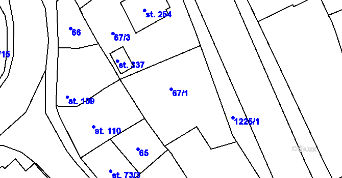 Parcela st. 67/1 v KÚ Krumsín, Katastrální mapa