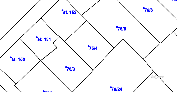 Parcela st. 76/4 v KÚ Krumsín, Katastrální mapa
