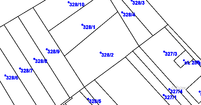 Parcela st. 328/2 v KÚ Krumsín, Katastrální mapa
