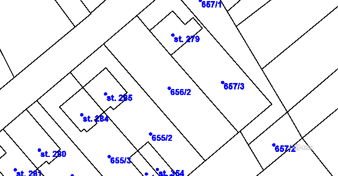 Parcela st. 656/2 v KÚ Krumsín, Katastrální mapa