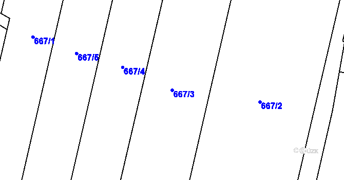 Parcela st. 667/3 v KÚ Krumsín, Katastrální mapa