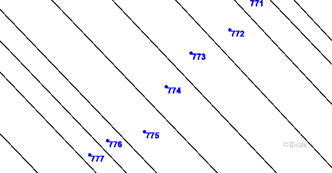 Parcela st. 774 v KÚ Krumsín, Katastrální mapa