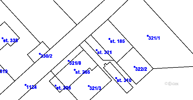 Parcela st. 321 v KÚ Krumsín, Katastrální mapa