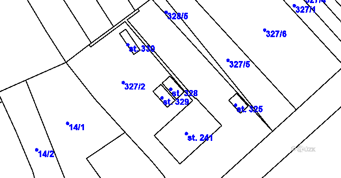 Parcela st. 328 v KÚ Krumsín, Katastrální mapa