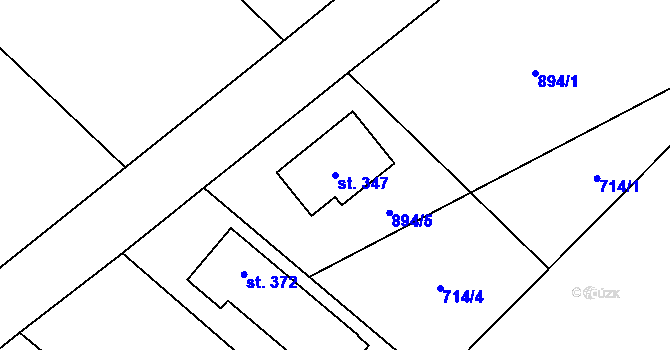 Parcela st. 347 v KÚ Krumsín, Katastrální mapa