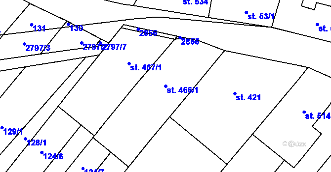 Parcela st. 466/1 v KÚ Krumvíř, Katastrální mapa