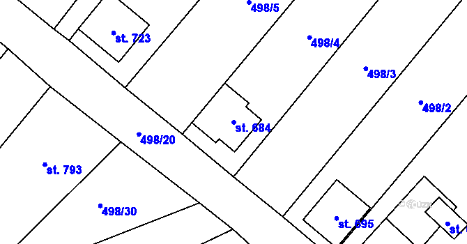 Parcela st. 684 v KÚ Krumvíř, Katastrální mapa