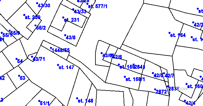Parcela st. 43/65 v KÚ Krumvíř, Katastrální mapa