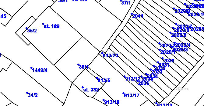 Parcela st. 913/20 v KÚ Krumvíř, Katastrální mapa