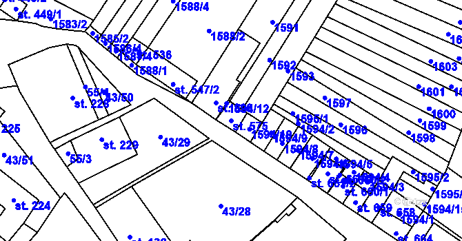 Parcela st. 575 v KÚ Krumvíř, Katastrální mapa