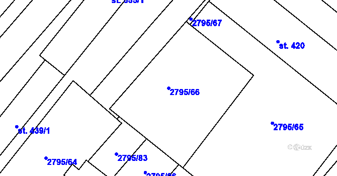 Parcela st. 2795/66 v KÚ Krumvíř, Katastrální mapa
