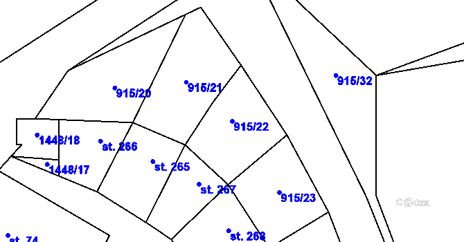 Parcela st. 915/22 v KÚ Krumvíř, Katastrální mapa