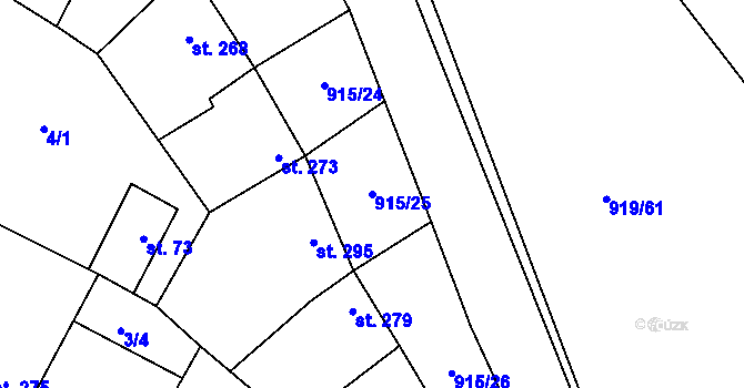 Parcela st. 915/25 v KÚ Krumvíř, Katastrální mapa