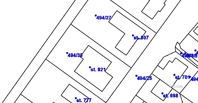 Parcela st. 494/28 v KÚ Krumvíř, Katastrální mapa