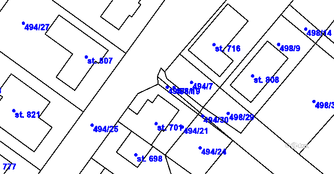 Parcela st. 494/31 v KÚ Krumvíř, Katastrální mapa