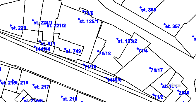 Parcela st. 71/18 v KÚ Krumvíř, Katastrální mapa