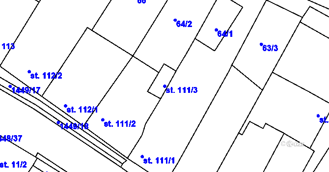 Parcela st. 111/3 v KÚ Krumvíř, Katastrální mapa
