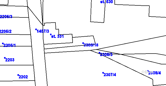 Parcela st. 2305/18 v KÚ Krumvíř, Katastrální mapa