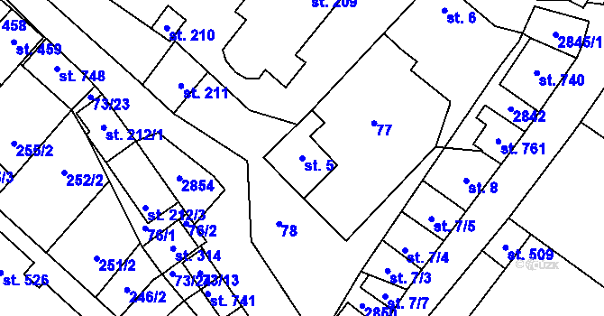 Parcela st. 5 v KÚ Krumvíř, Katastrální mapa