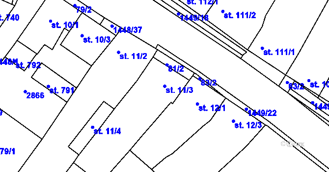Parcela st. 11/3 v KÚ Krumvíř, Katastrální mapa