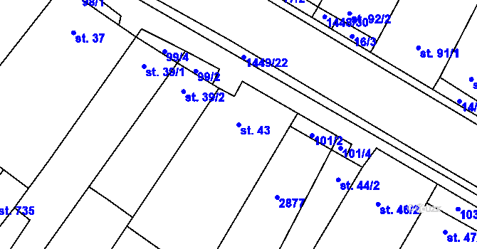 Parcela st. 43 v KÚ Krumvíř, Katastrální mapa