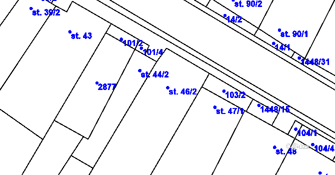 Parcela st. 46/2 v KÚ Krumvíř, Katastrální mapa