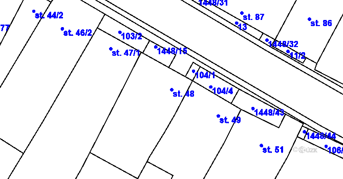 Parcela st. 48 v KÚ Krumvíř, Katastrální mapa
