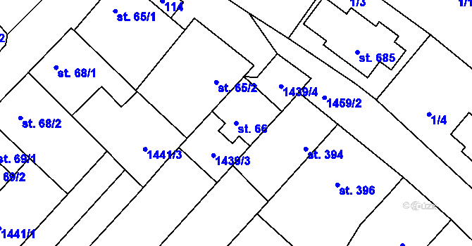 Parcela st. 66 v KÚ Krumvíř, Katastrální mapa